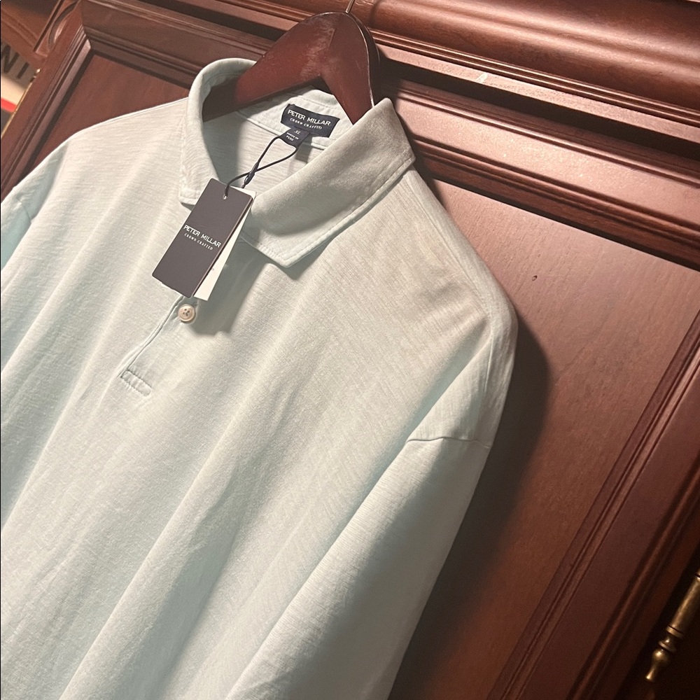Brand New Peter Millar Ice Aqua Crown Crafted Golf Polo Classic 100% Pima Cotton